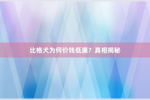 比格犬为何价钱低廉？真相揭秘